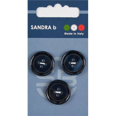 Carte 3 boutons plastique 4 trous - 20,5 mm - Bleu