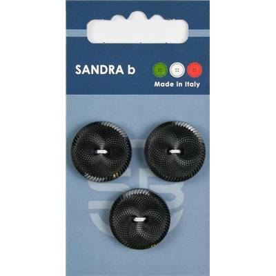 Carte 3 boutons nylon Jais avec trous - 20,5 mm - Noir