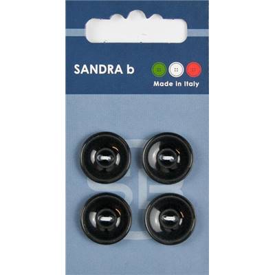 Carte 4 boutons plastique 2 trous - 18 mm - Noir