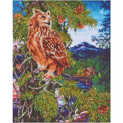 KIT BRODERIE DIAMANT - HIBOU AU CREPUSCULE 