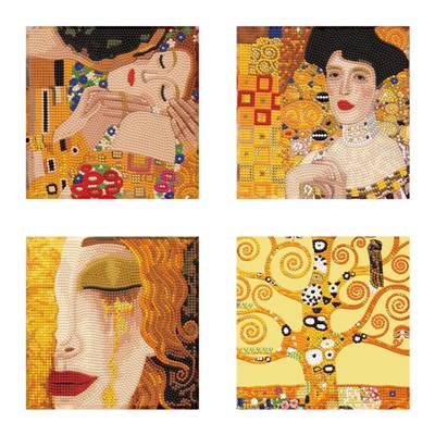 KIT BRODERIE DIAMANT MINI DOTZ - KLIMT QUARTET DORE - PACK DE 4 