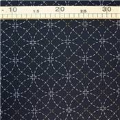 TISSU SASHIKO IMPRIME - 110 CM - COTON - MINI 5 M - COL 6 MARINE