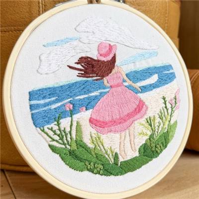 KIT BRODERIE AVEC TAMBOUR 15 CM - POESIE DES CHAMPS