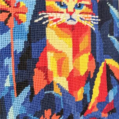 CANEVAS IMPRIME BLANC - DESSIN 20 X 30 CM - CHAT NOCTURNE