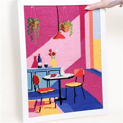 CANEVAS IMPRIME BLANC - DESSIN 30 X 40 CM - TETE-A-TETE