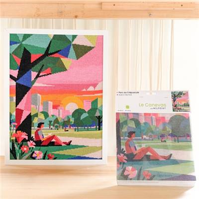 CANEVAS IMPRIME BLANC - DESSIN 40 X 50 CM - PARC AU CREPUSCULE