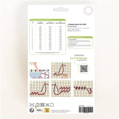 CANEVAS IMPRIME BLANC - DESSIN 40 X 20 CM - SIESTE DANS LA FORET