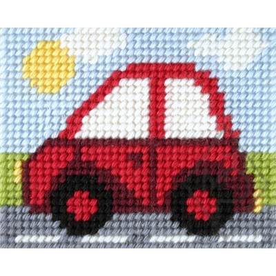 KIT DEMI-POINT ENFANT 17 X 20,5 CM - VOITURE ROUGE