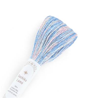 FIL SASHIKO LAME MULTICOLORE - COL SL71 - CIEL - LOT 6 ECH. DE 40 M