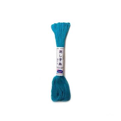 FIL SASHIKO UNI - COL 17 - TURQUOISE - LOT DE 6 ECH. DE 20 M
