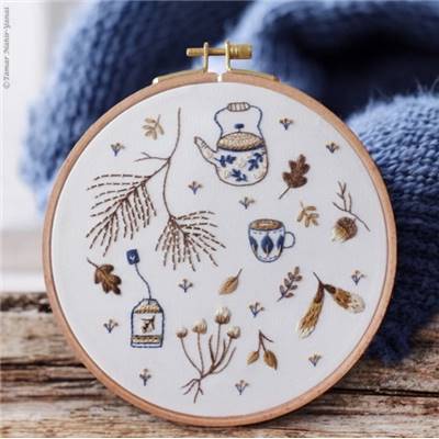 TEA & LEAVES - KIT BRODERIE 21X21CM - TAMBOUR NON INCLUS