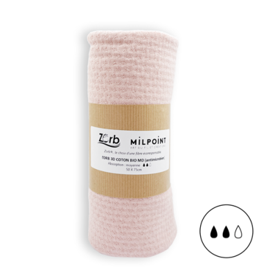 COUPON ABSORBANT MOYEN MD- ZORB®3D COTON BIO 50X75CM ROSE ANTIMICR.