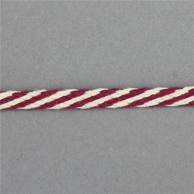 TRESSE PLATE DIAGONALES COTON FRAMBOISE - ECRU - LA BOBINE DE 10 M