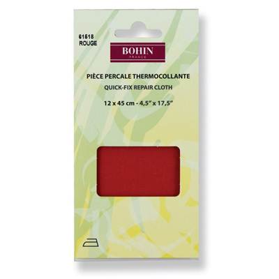 2 PIECES DE PERCALE THERMOCOLLANTES 12x45 CM 12x45cm ROUGE