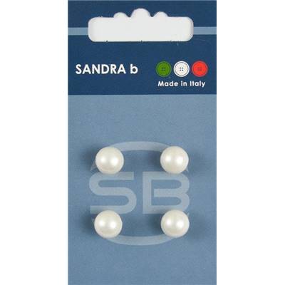 Carte 4 boutons de mariée nacre à queue - 9 mm - Blanc