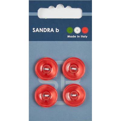 Carte 4 boutons plastique 2 trous - 18 mm - Rouge