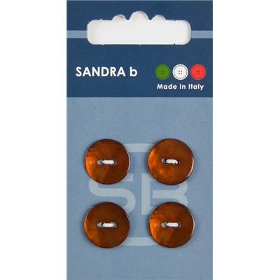 Carte 4 boutons Nacre 2 trous vernis brillant - 15 mm - Marron