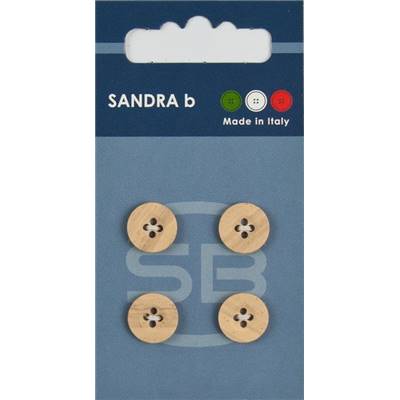 Carte 4 boutons polyester 4 trous Eco-wood - 11 mm - Bois