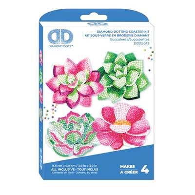 KIT BRODERIE DIAMANT 4 SOUS-VERRES - SUCCULENTS