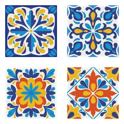 KIT BRODERIE DIAMANT MINI DOTZ - CERAMIQUES DE LISBONNE - PACK DE 4 