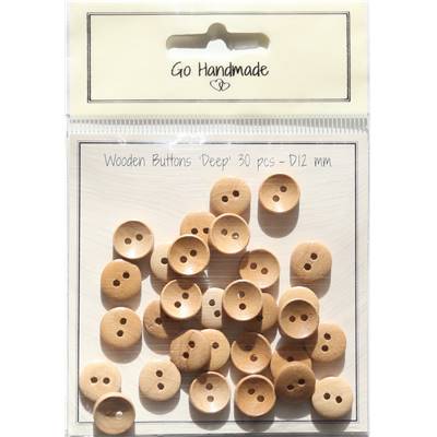 LOT 30 BOUTONS BOIS NATUREL - DEEP - 12 MM