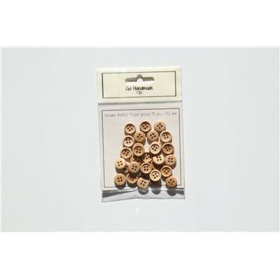 LOT 30 BOUTONS BOIS NATUREL - ROUND GROOVE - 12 MM