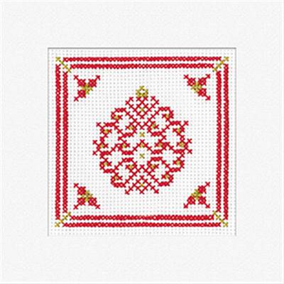 LOT 3 KITS CARTES DE NOEL AU POINT DE CROIX - FILIGREE BAUBLE RED (A)
