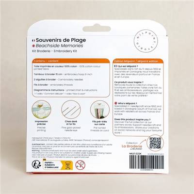 KIT BRODERIE AVEC TAMBOUR 15 CM - SOUVENIRS DE PLAGE