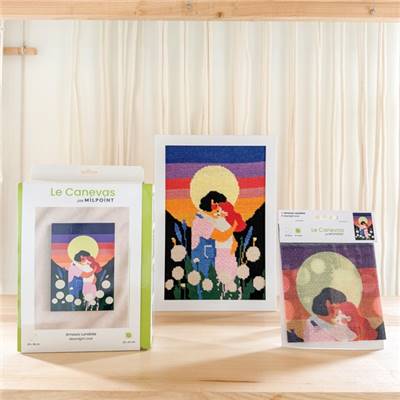 CANEVAS IMPRIME BLANC - DESSIN 20 X 30 CM - AMOURS LUNAIRES