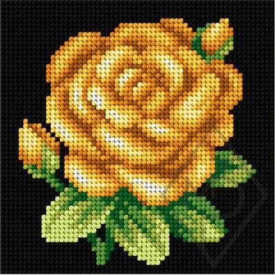 CANEVAS BLANC 15 X 15 CM - ROSE JAUNE