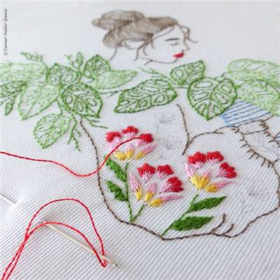 MONSTERA MONKEY LADY-KIT BRODERIE 21X21CM-TAMBOUR NON INCLUS-TAMAR NY