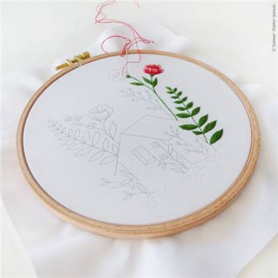 BETWEEN THE FLOWERS - KIT BRODERIE 21X21CM - TAMBOUR NON INCLUS