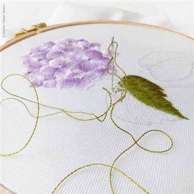 PURPLE HORTENSIA - KIT BRODERIE 21X21CM - TAMBOUR NON INCLUS