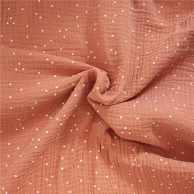 DOUBLE GAZE IMPRIMEE COTON BIO - 135 CM - FLOCONS FOND BLUSH