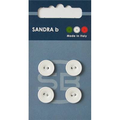 Carte 4 boutons plastique 2 trous - 12,5 mm - Blanc