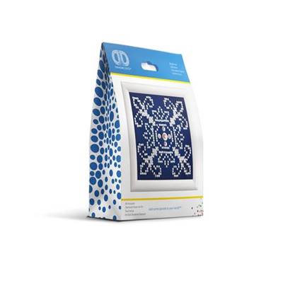 KIT BRODERIE DIAMANT - BLANC SUR BLEU - LIVRE AVEC CADRE