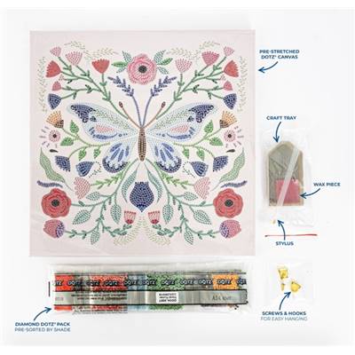 KIT BRODERIE DIAMANT DOTZ - FLORAL FLUTTER AVEC CADRE