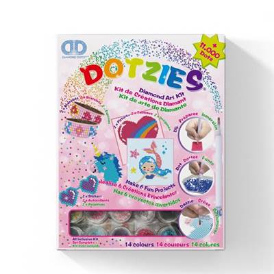 COFFRET ACTIVITE BRODERIE DIAMANT DOTZIES - ROSE - 6 PROJETS