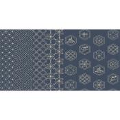 TISSU SASHIKO IMPRIME - 110 CM - COTON - MINI 5 M - COL 20 INDIGO