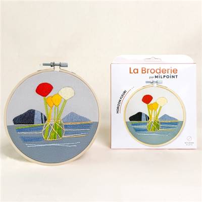 KIT BRODERIE AVEC TAMBOUR 15 CM - HORIZON FLEURI