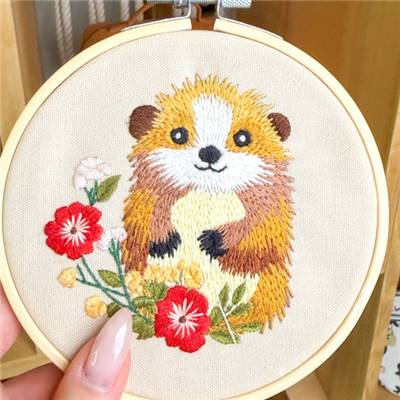 KIT BRODERIE AVEC TAMBOUR 15 CM - AMI DU JARDIN