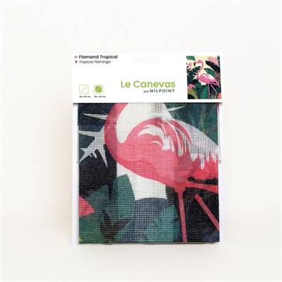 CANEVAS IMPRIME BLANC - DESSIN 30 X 40 CM - FLAMAND TROPICAL