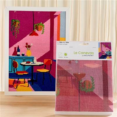 CANEVAS IMPRIME BLANC - DESSIN 30 X 40 CM - TETE-A-TETE