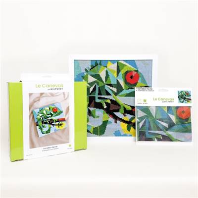 KIT CANEVAS COMPLET - DESSIN 30 X 30 CM - CAMELEON PERCHE