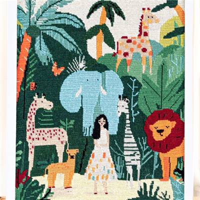 KIT CANEVAS COMPLET - DESSIN 40 X 50 CM - AU COEUR DE LA JUNGLE