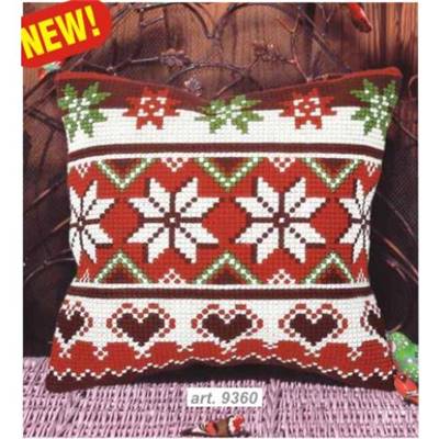 COUSSIN POINT DE CROIX EN KIT 40 X 40 CM - ETOILES DE NOEL