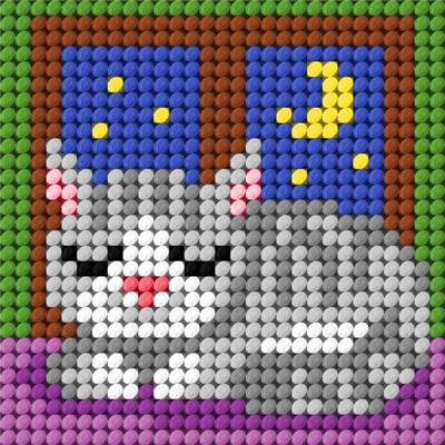 KIT DEMI-POINT ENFANT 10,5 X 10,5 CM - LE PETIT CHAT ENDORMI