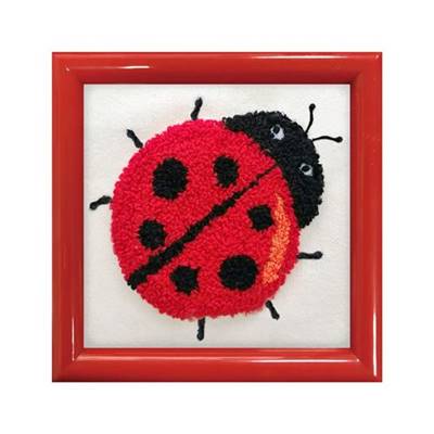 KIT PUNCH NEEDLE LADYBIRD COCCINELLE - AVEC CADRE