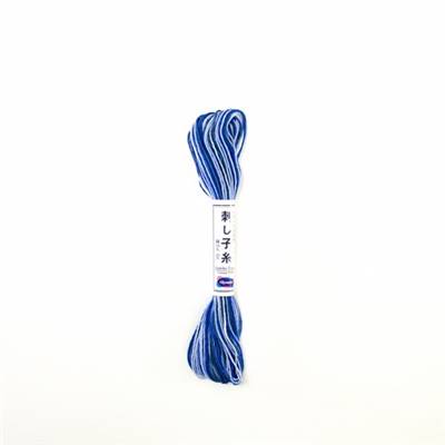 FIL SASHIKO MULTICOLORE - COL 52 - BLEU - LOT DE 6 ECH. DE 20 M