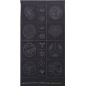 TISSU TSUMUGI B2009 NOIR IMPRIME -PANNEAU 61X108 CM -MINI 9 PANNEAUX